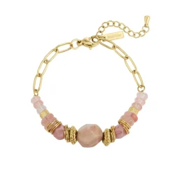 Bracelet Elsa acier doré or Rhodonite