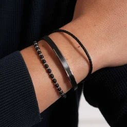 Bracelet Everest pierres agate noire