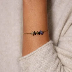 Bracelet Flavie acier doré or et pierres
