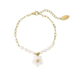 Bracelet Fleur nacre acier doré or