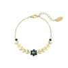 Bracelet Flora vert acier doré or