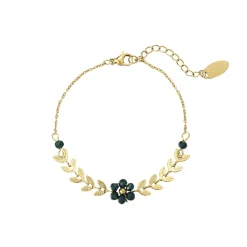 Bracelet Flora vert acier doré or