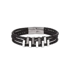 Bracelet Gora acier cuir et acier