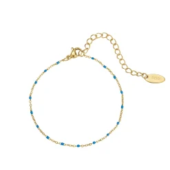 Bracelet goutte d'eau bleu acier doré or