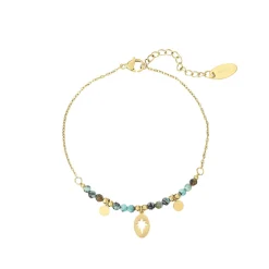 Bracelet Kira pierres  Pin Africain acier doré or