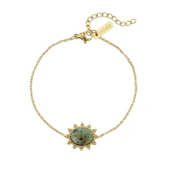 Bracelet Lyka acier doré or pierre Pin Africian