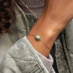Bracelet Lyka acier doré or pierre Pin Africian