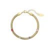 Bracelet Maille plate zircons colorés