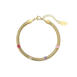 Bracelet Maille plate zircons colorés