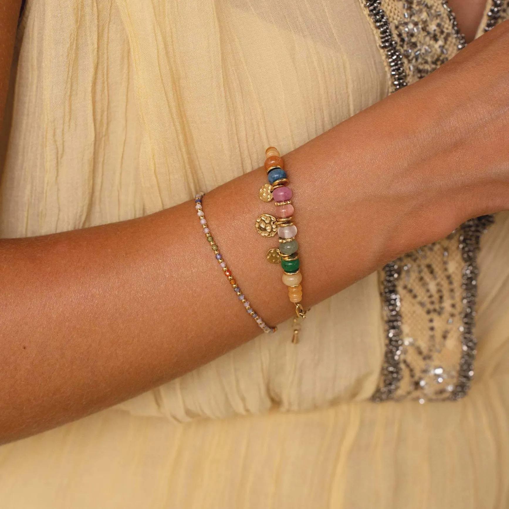 Bracelet Malia Multicolore acier doré or