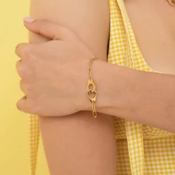 Bracelet Menottes acier doré or