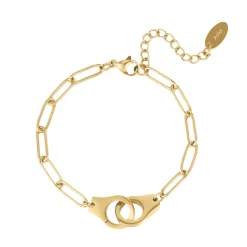 Bracelet Menottes acier doré or