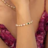 Bracelet Nacre et pierres acier doré or