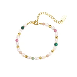 Bracelet Nacre et pierres acier doré or