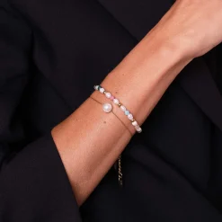 Bracelet Nacre et pierres acier doré or