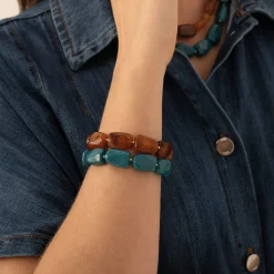 Bracelet Naomi marron acier doré or