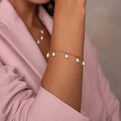Bracelet Olivia acier doré or et nacre