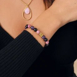 Bracelet Pépite rose pierres naturelles