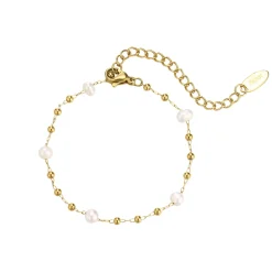 Bracelet Rosaire nacre acier doré or