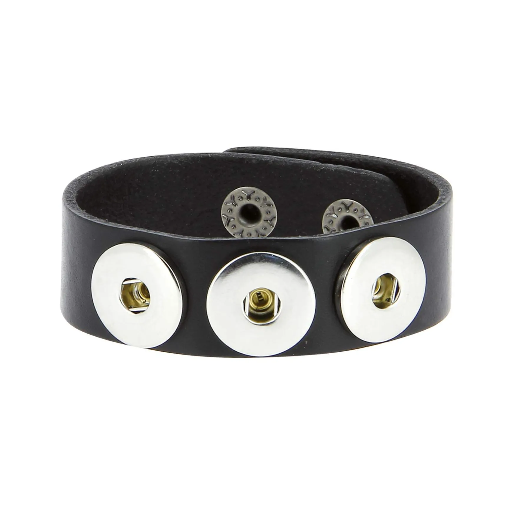 Bracelet Snap Cuero noir