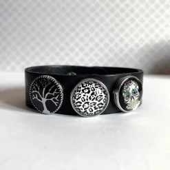 Bracelet Snap Cuero noir