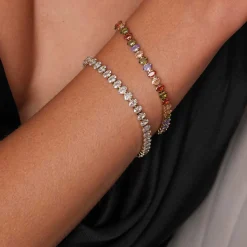 Bracelet Tennis acier doré or
