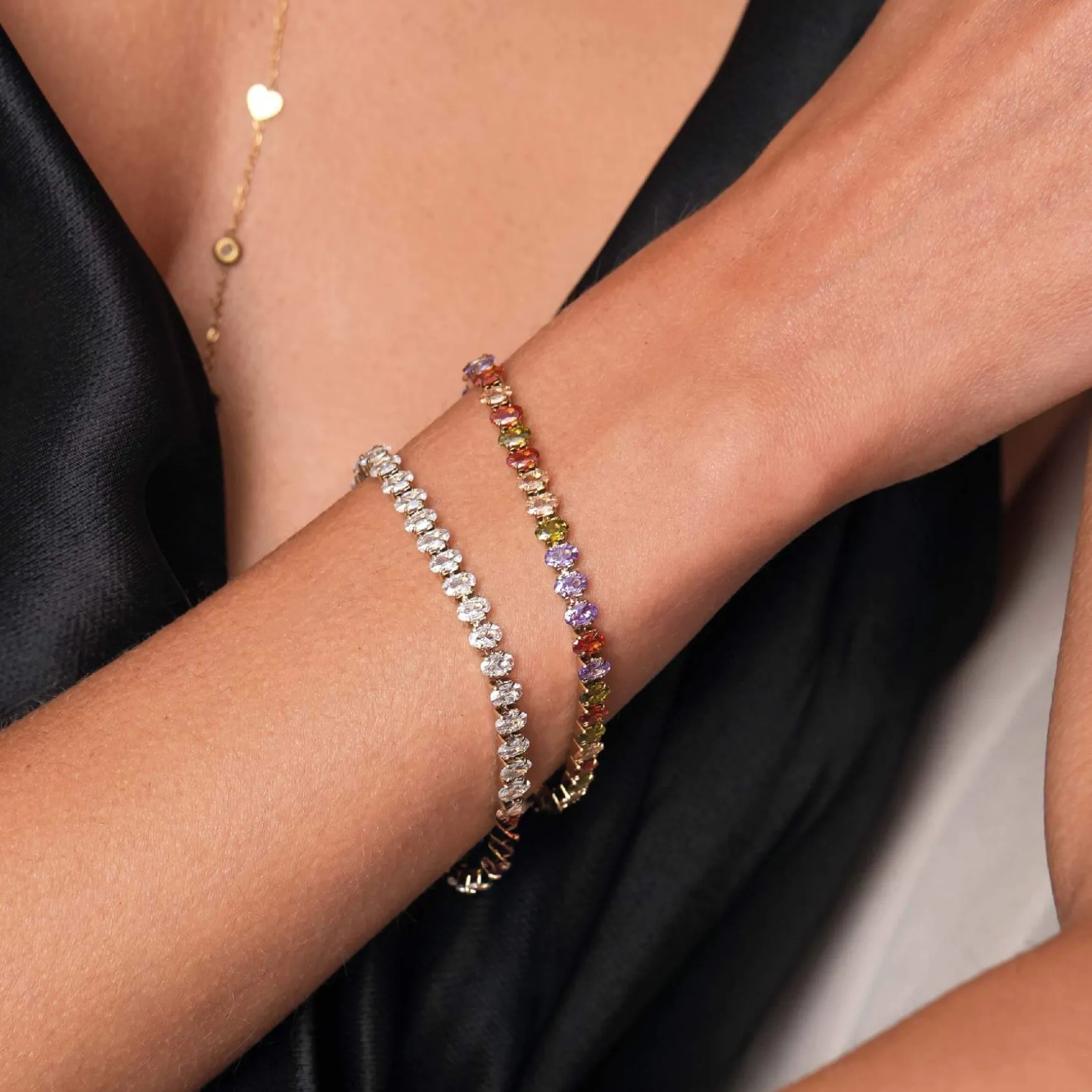 Bracelet Tennis acier doré or