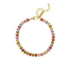 Bracelet Tennis multicolore acier doré or