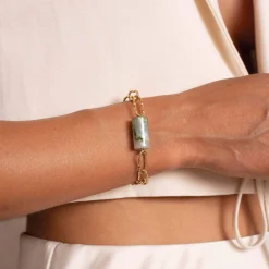 Bracelet Topia vert acier doré or