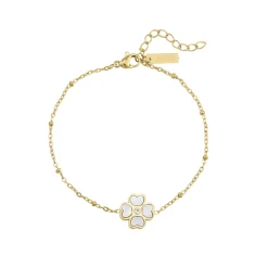 Bracelet Trefle blanc acier doré or