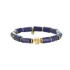 Bracelet Trefle Lapis Lazuli acier doré or