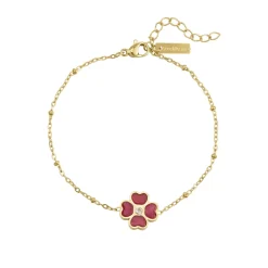 Bracelet Trefle rose acier doré or