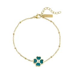 Bracelet Trefle vert acier doré or