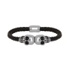 Bracelet Têtes de mort cuir et acier