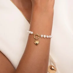 Bracelet Valentine acier doré or et nacre