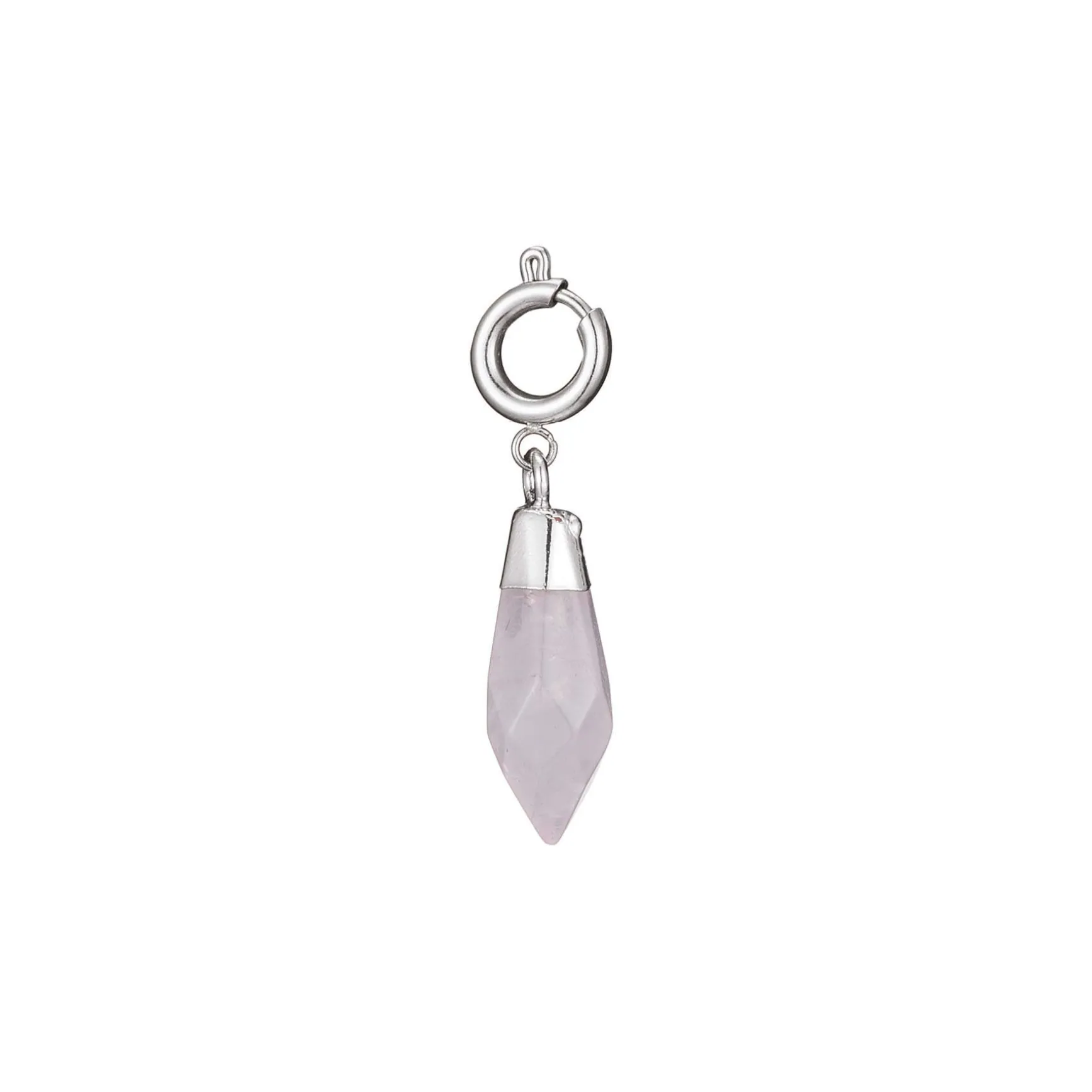 Charm acier pierre Quartz rose