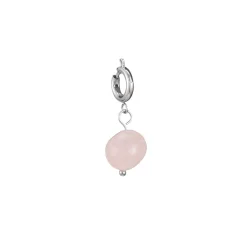 Charm acier Quartz rose