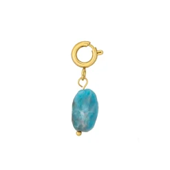 Charm Apatite bleue acier doré or