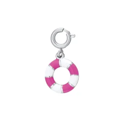 Charm Bouée rose  acier argenté