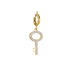 Charm Clef zircons acier doré or