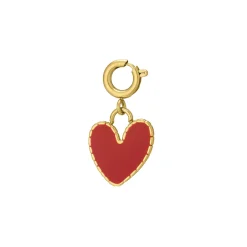 Charm coeur rouge acier doré or