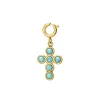 Charm Croix turquoise acier doré or