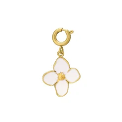 Charm Fleur blanche acier doré or