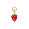 Charm fraise acier doré or