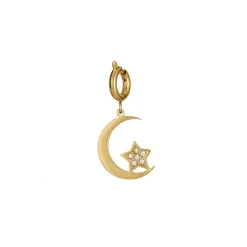 Charm lune acier doré or