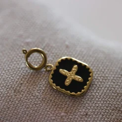 Charm Médaille Croix acier doré or
