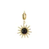 Charm Sun Agate Noire acier doré or