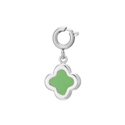 Charm Trèfle acier argenté