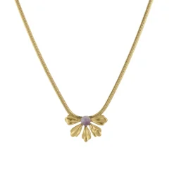 Collier Amélie acier doré or pierre Améthyste