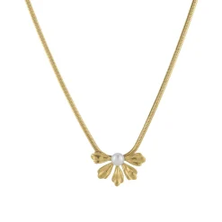Collier Amélie acier doré or et nacre